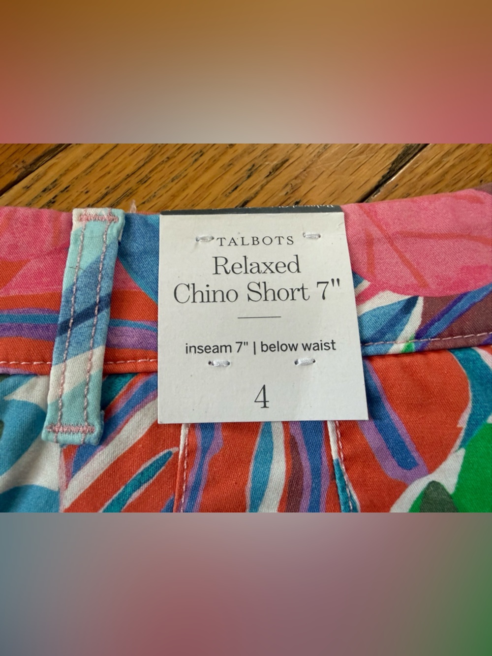 Talbots Vibrant Floral Botanical Cotton Blend Chino Shorts Women’s Size 4 NWT - Picture 9 of 15